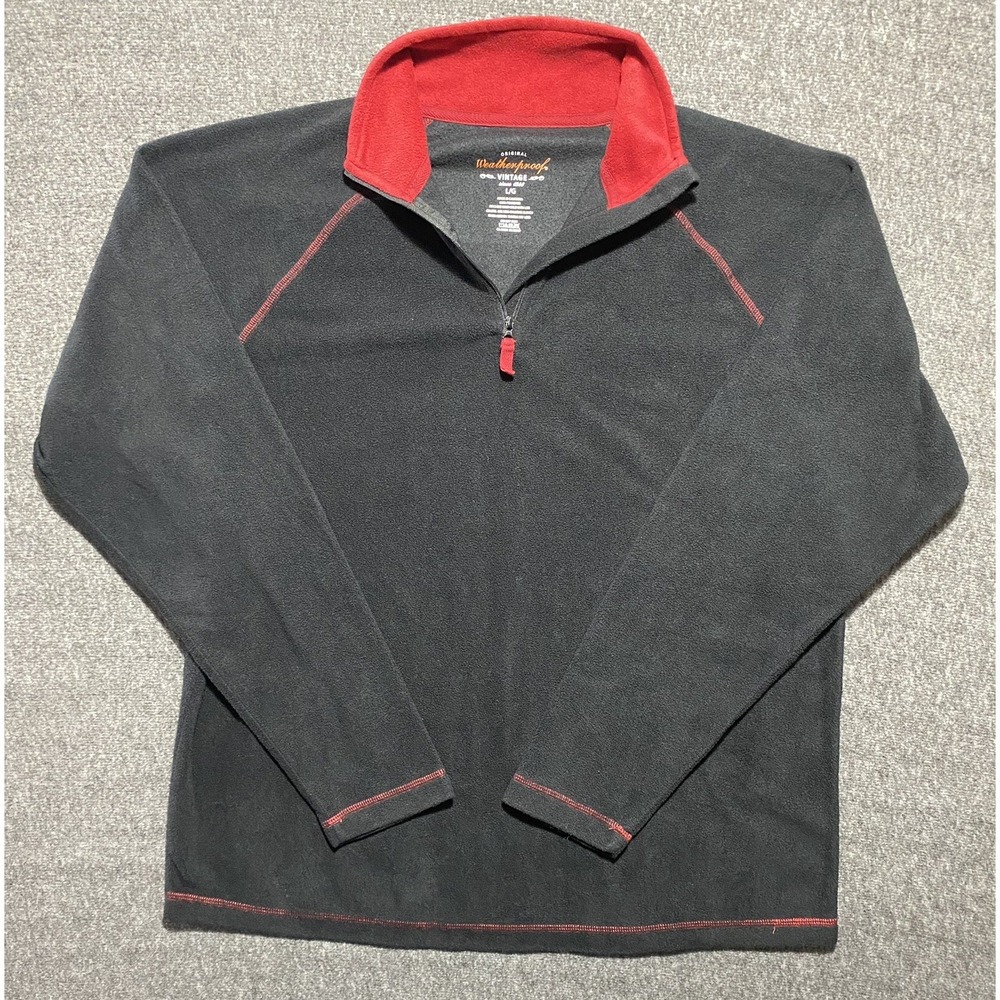 Weatherproof Vintage Mens Gray Plush Fleece 1/4 Zip Pullover Jacket Size L